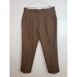 (S) Manzini Articulo Men's Pleated Pants Size 42 Super 120's Wool Italy Cuff